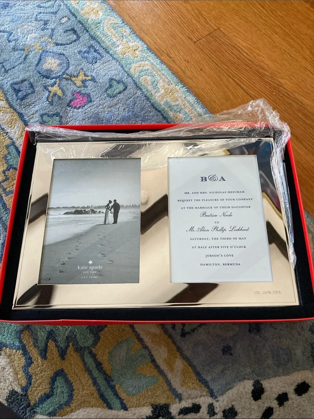 kate spade and Lenox silver polished double photo frame